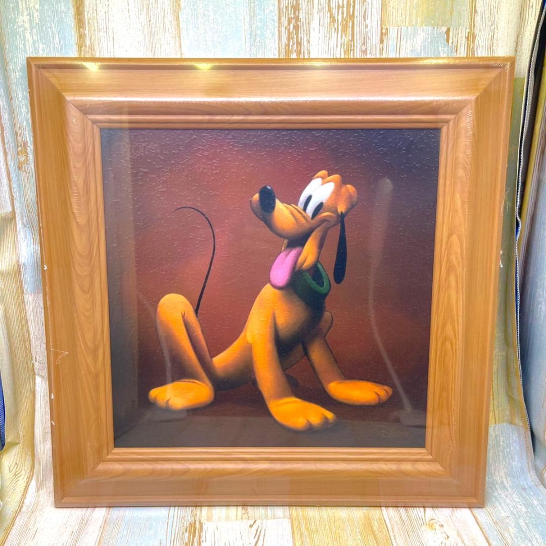 新品★プルート Pluto 愛犬 油絵風 額縁 絵画 木製 シック★ディズニー