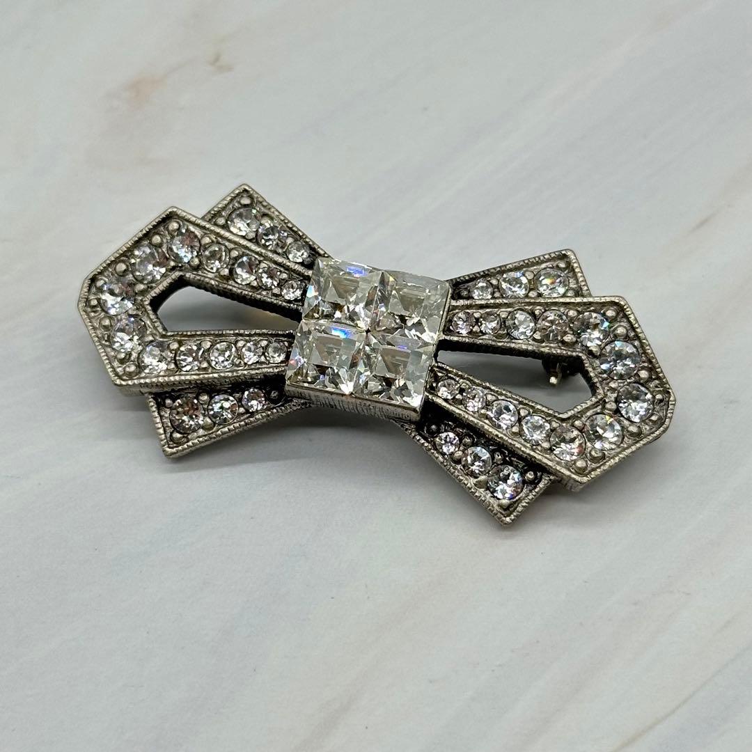 FOXEY ブローチ リボン ラインストーン クラッシック