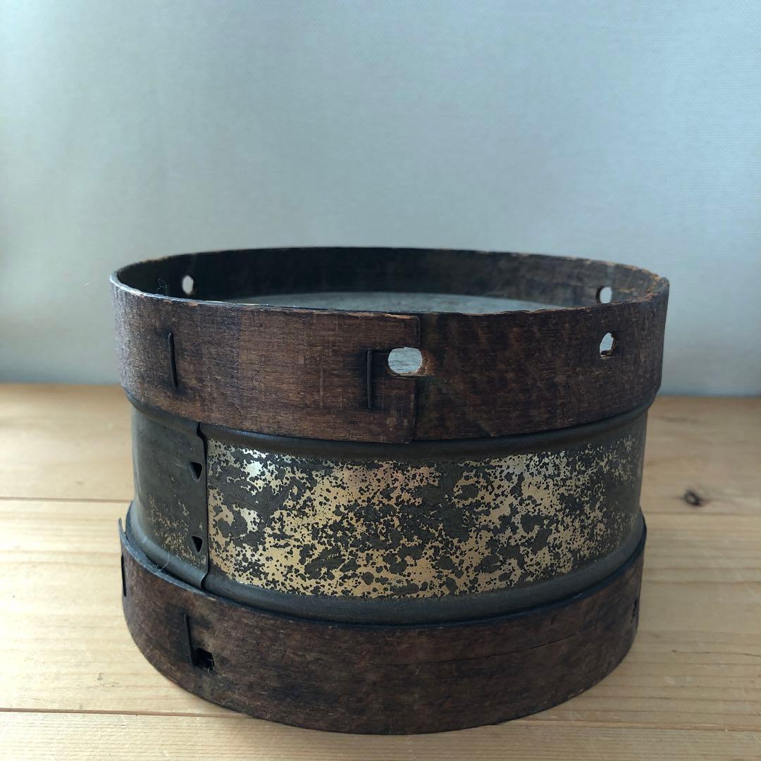 古い玩具の太鼓　木製　フランス　オブジェ　アート　蚤の市　古道具　no.153