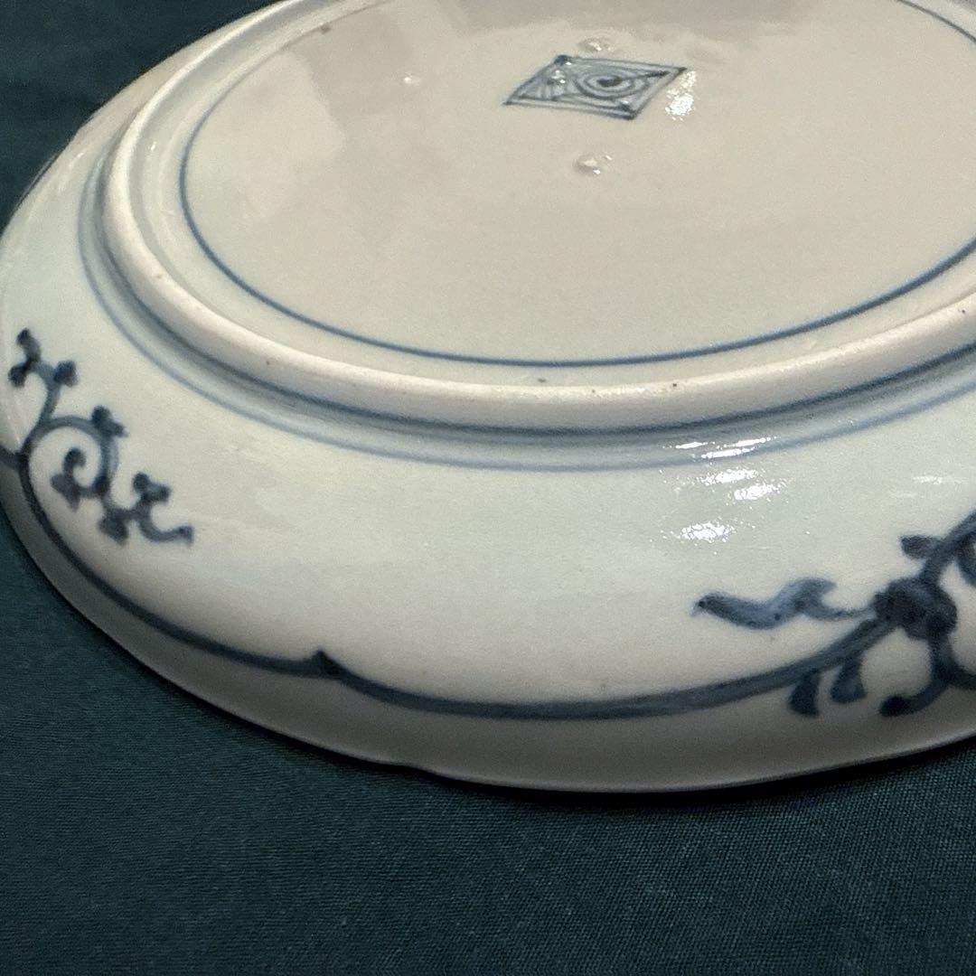 古伊万里　染付　花唐草　中皿　無傷完品　元禄期