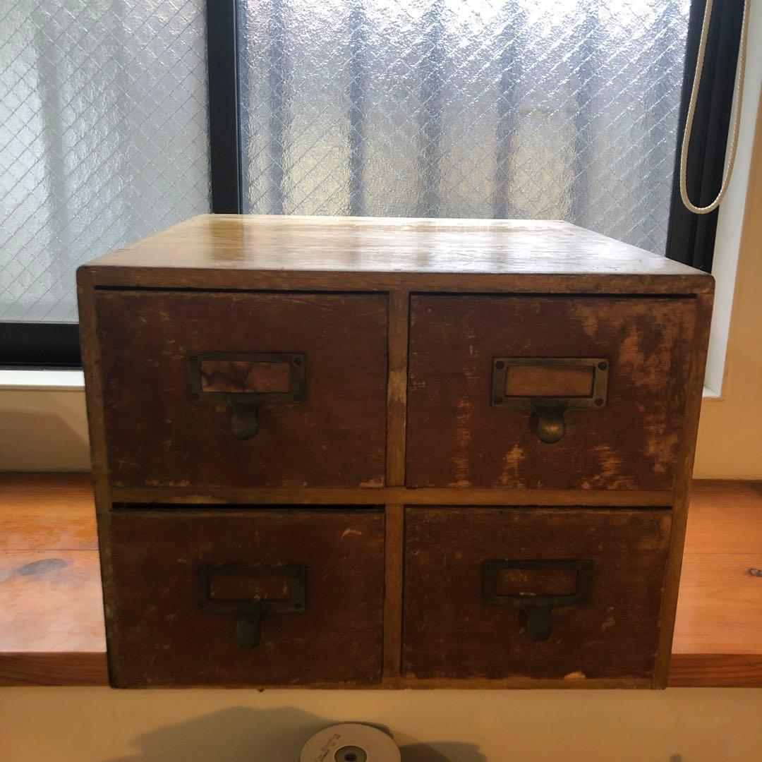 アンティーク 木製4引き出し 収納ボックス