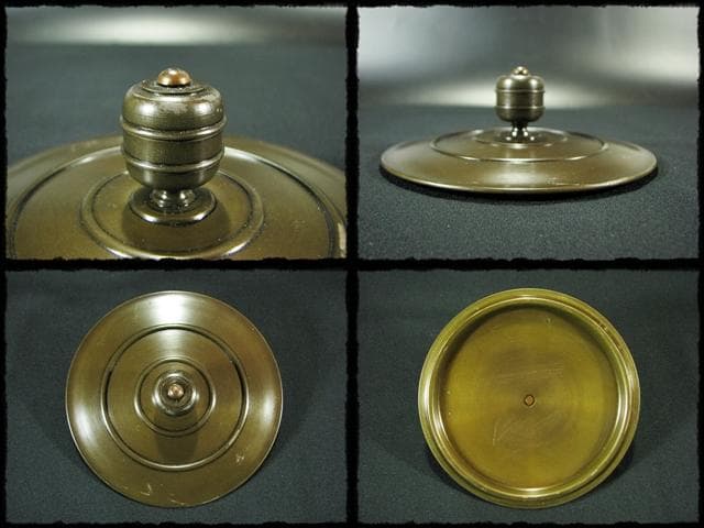 メル84937！唐銅 皆具 一揃 八尾 祥栄 鬼面耳付水指 建水杓立f68