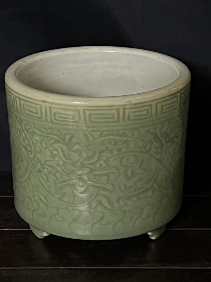 古美術•書•　時代物•龍泉窯青磁筆入•水指•XG：33-1