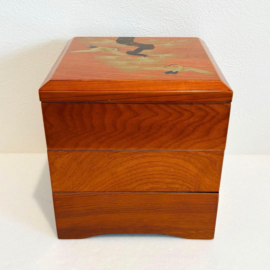 ⭐️ 天然木漆器 松鶴蒔絵 三段重 美品 ⭐️