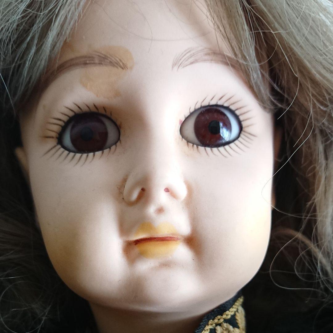 アンティークドール／緑ベルベットドレス