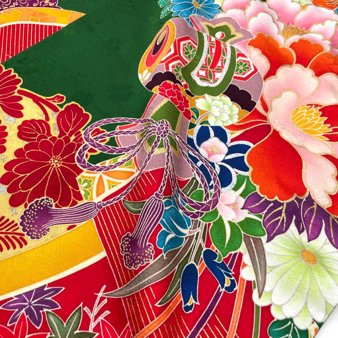 トールサイズ　振袖5点セット　フルセット　花絵巻と鳳凰　豪華刺繍