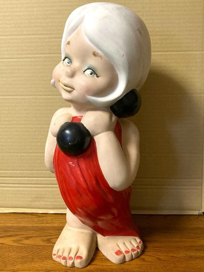 60年代 アンティーク 美少女 美女 ダンベル ボディビル フィギュア 当時物