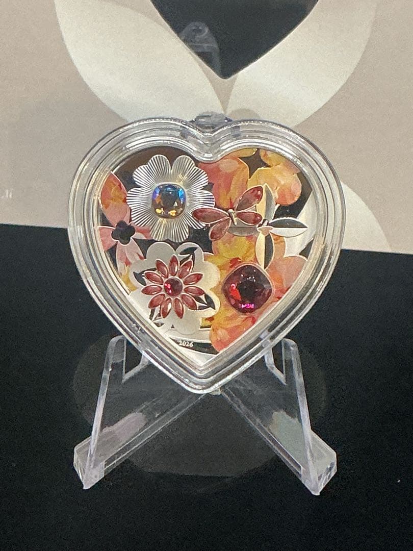 2026クック諸島 花：ブリリアントラブシリーズ ハート形プルーフ銀貨