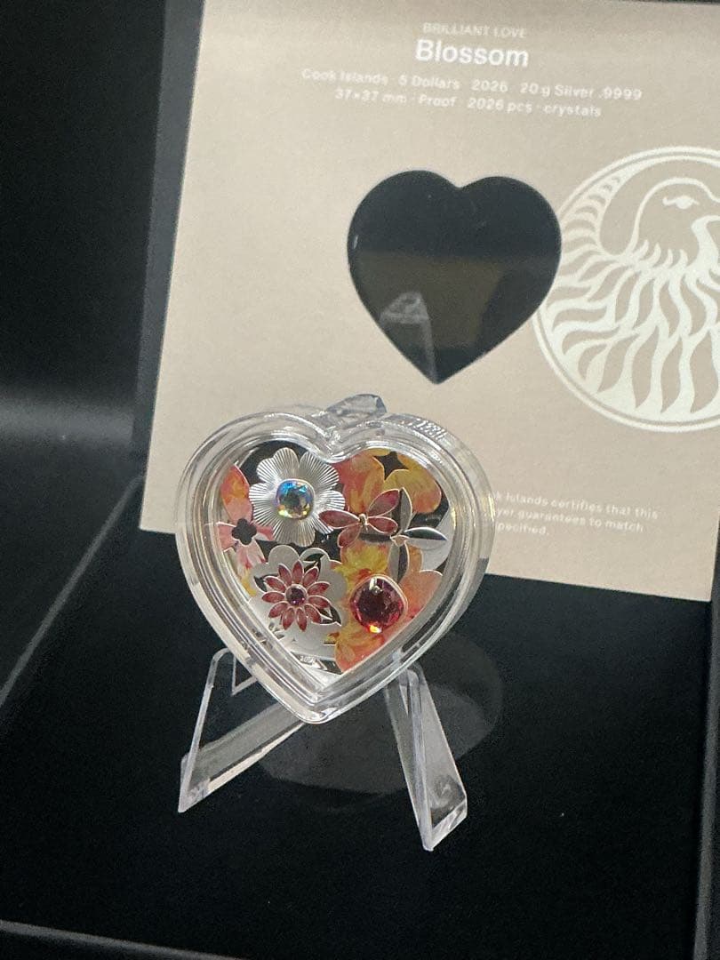 2026クック諸島 花：ブリリアントラブシリーズ ハート形プルーフ銀貨