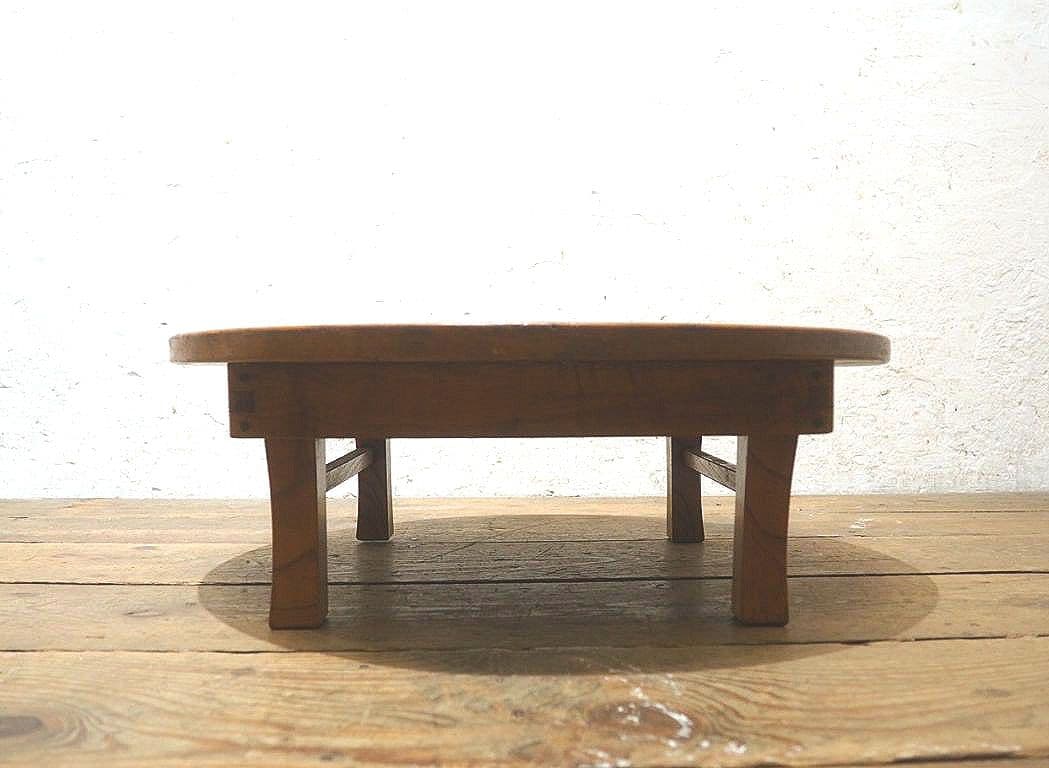 1321 折りたたみ式　レトロな丸ちゃぶ台　座卓　ローテーブル　アンティーク