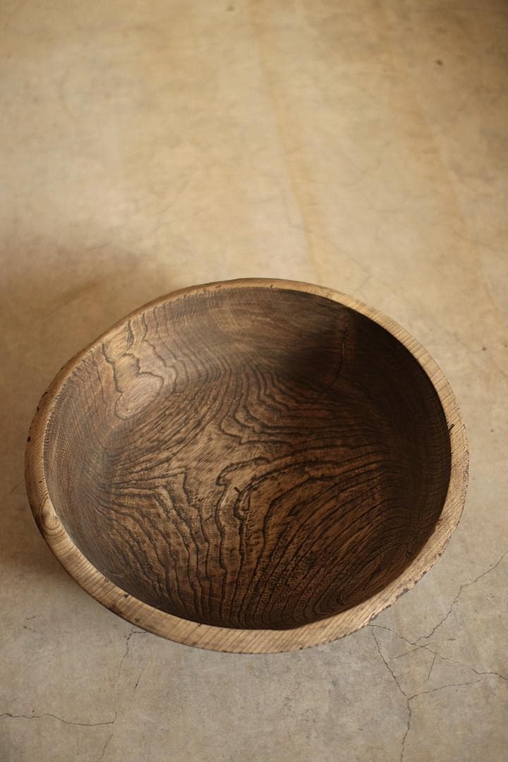 古く味のあるこね鉢　古材　くりぬき　花器　古道具　アンティーク