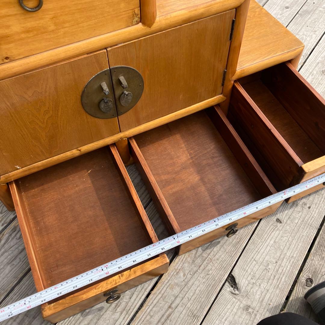 ② 昭和レトロ 中国古典家具 木製 階段箪笥 サイドボード 古家具 両面引き出し