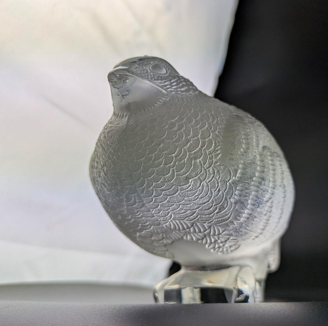 リアルな羽毛★ラリック フィギュリン うずら 鶉 16㎝ 重量1.1㎏ フランス