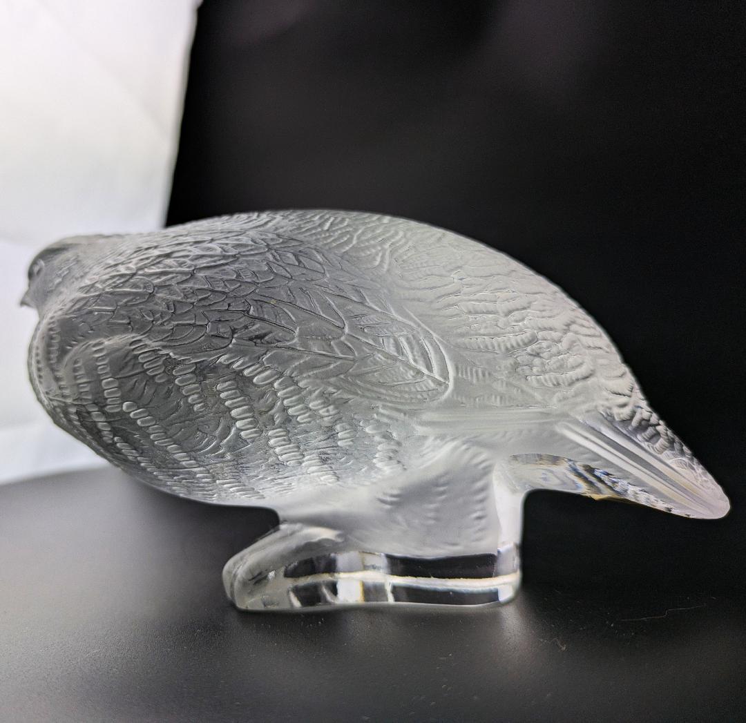 リアルな羽毛★ラリック フィギュリン うずら 鶉 16㎝ 重量1.1㎏ フランス