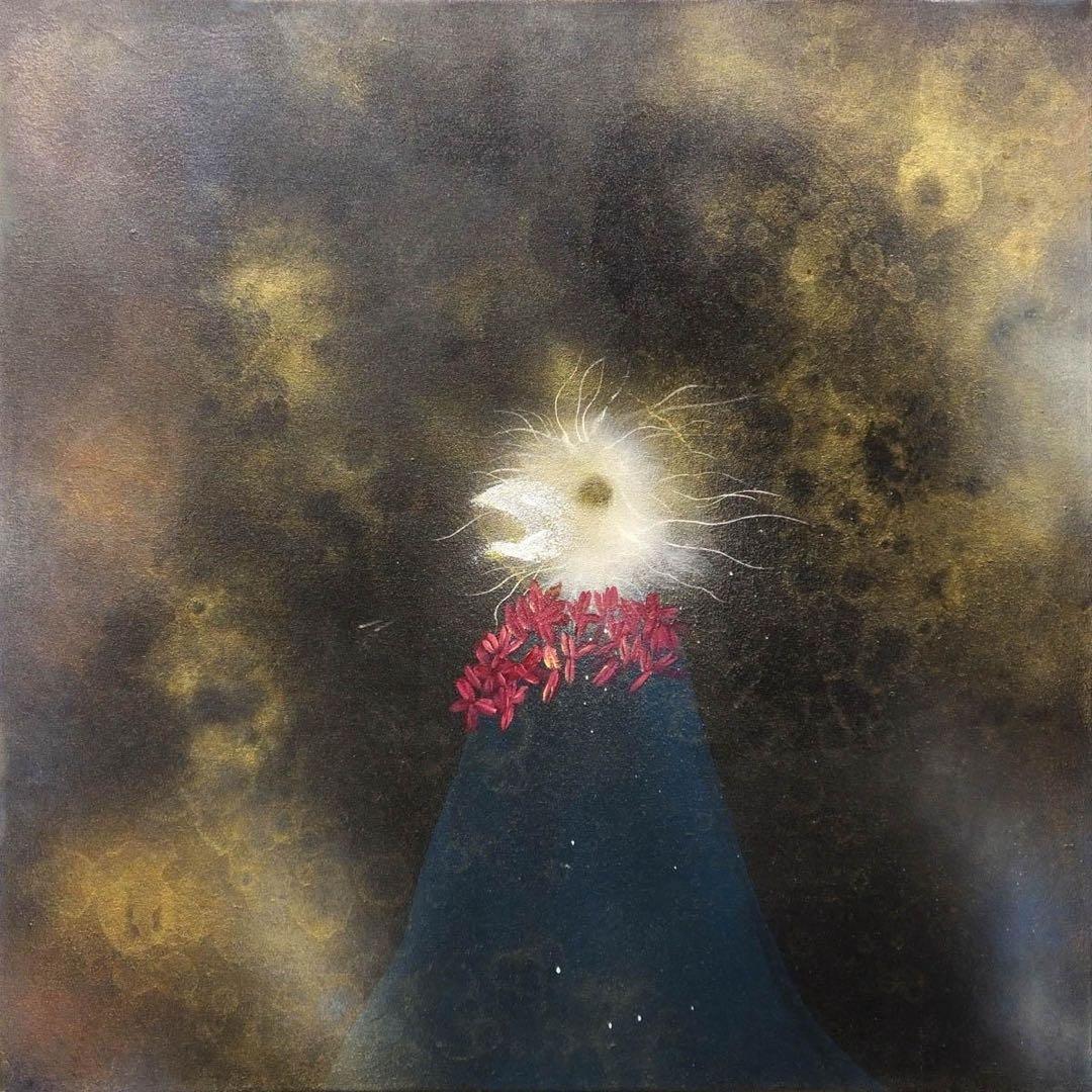 豊田奈緒　王様の首2 キャンバス作品ミクスドメディア