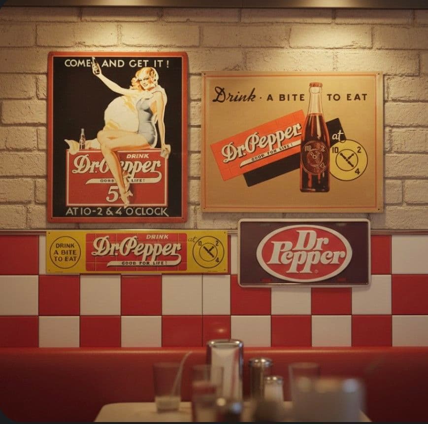 （超希少）Dr Pepper ヴィンテージ広告プレート4点セット/超お得！！