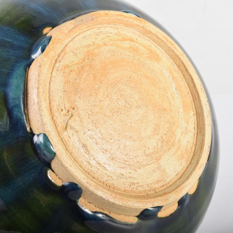 美濃焼　加藤光右衛門作　織部　水玉透かし鉢　共箱　C　6951A