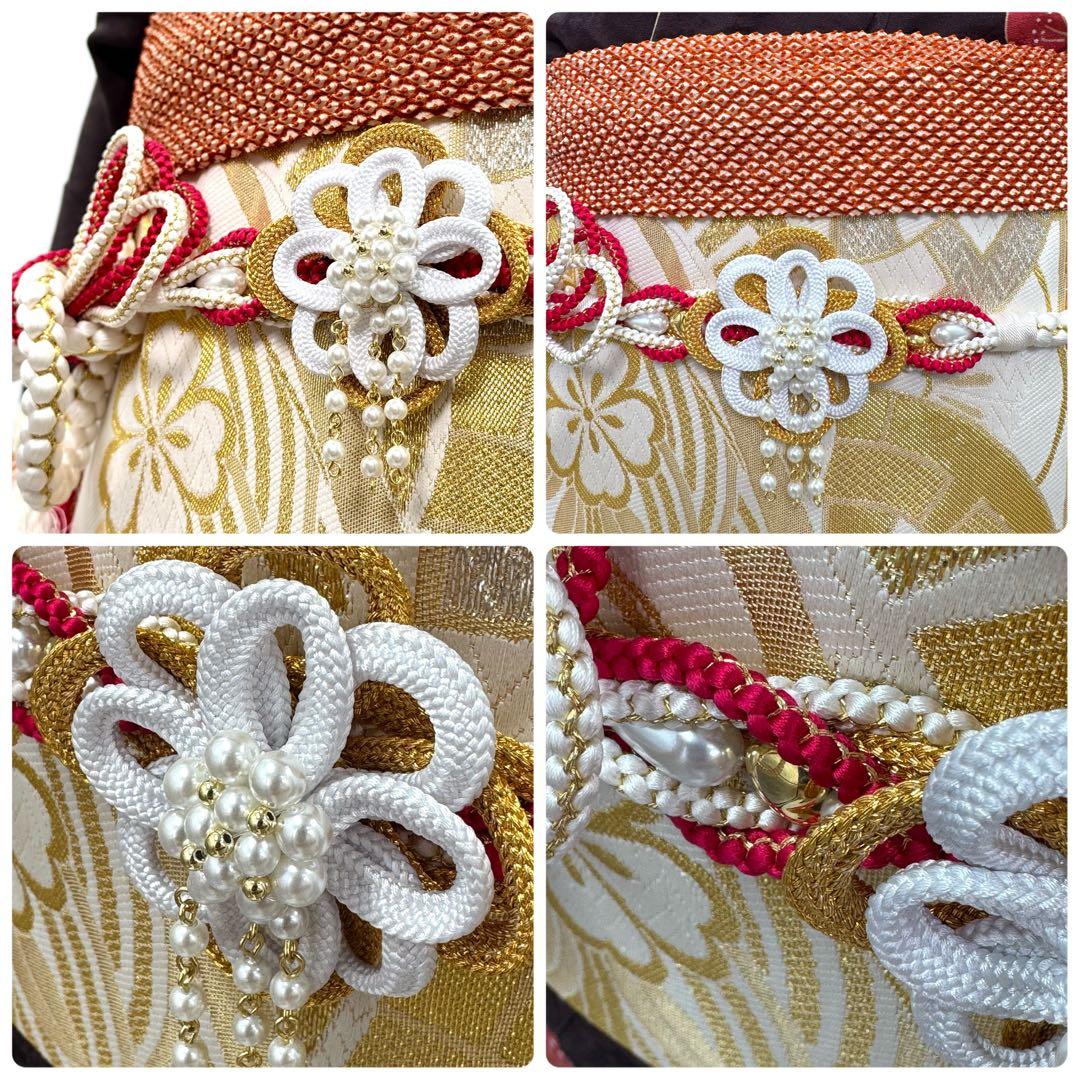 振袖7点フルセット　京都きもの友禅　金駒刺繍 金彩　松　梅紋様　成人式　お正月