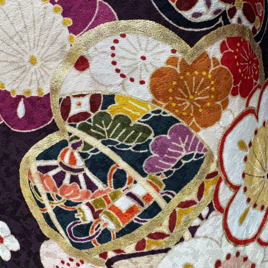振袖7点フルセット　京都きもの友禅　金駒刺繍 金彩　松　梅紋様　成人式　お正月