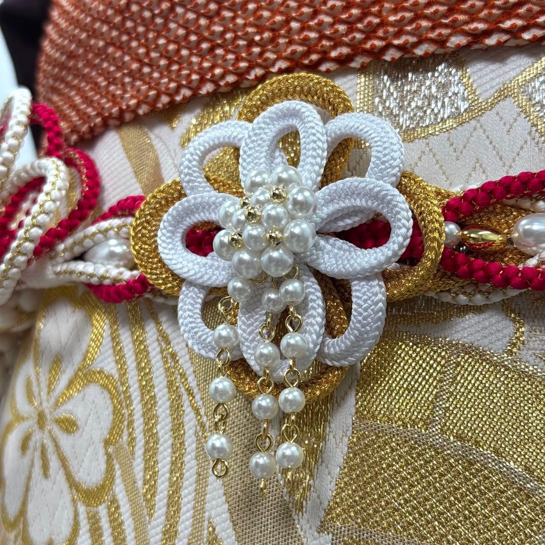 振袖7点フルセット　京都きもの友禅　金駒刺繍 金彩　松　梅紋様　成人式　お正月