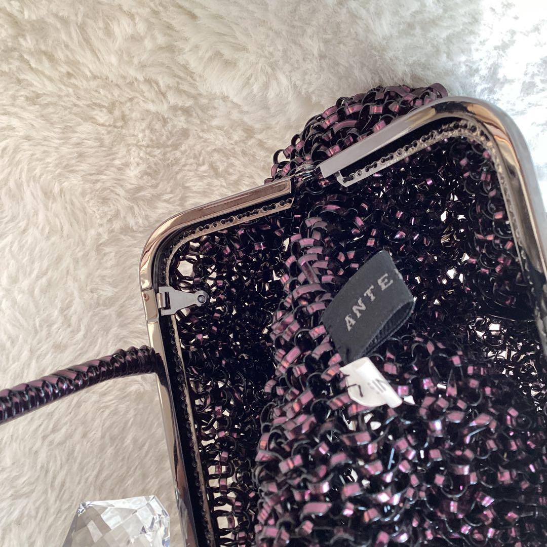 ANTEPRIMA ビーズ ハンドバッグ 　がま口　クリスタルリボン　ワイヤー