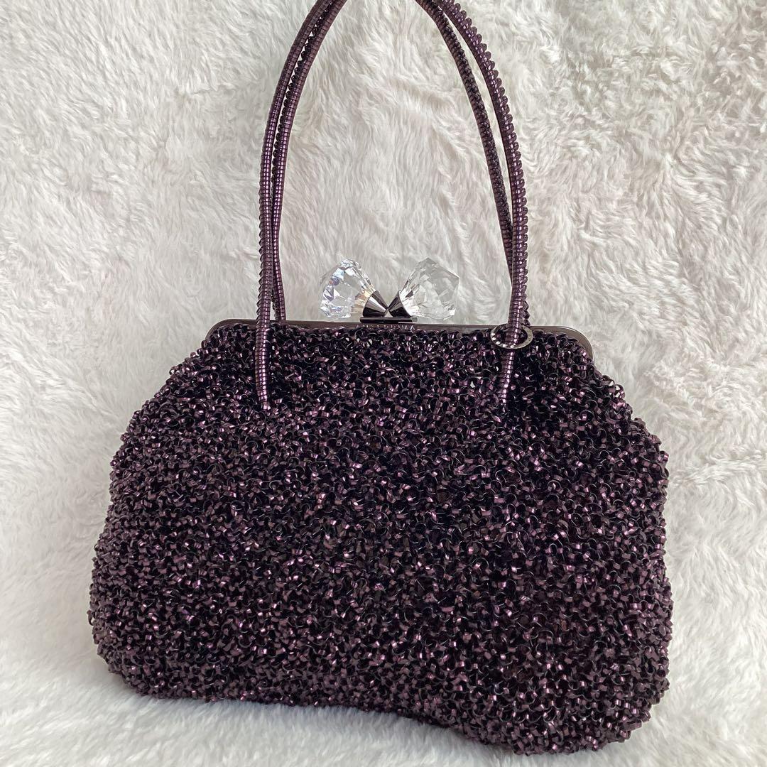 ANTEPRIMA ビーズ ハンドバッグ 　がま口　クリスタルリボン　ワイヤー