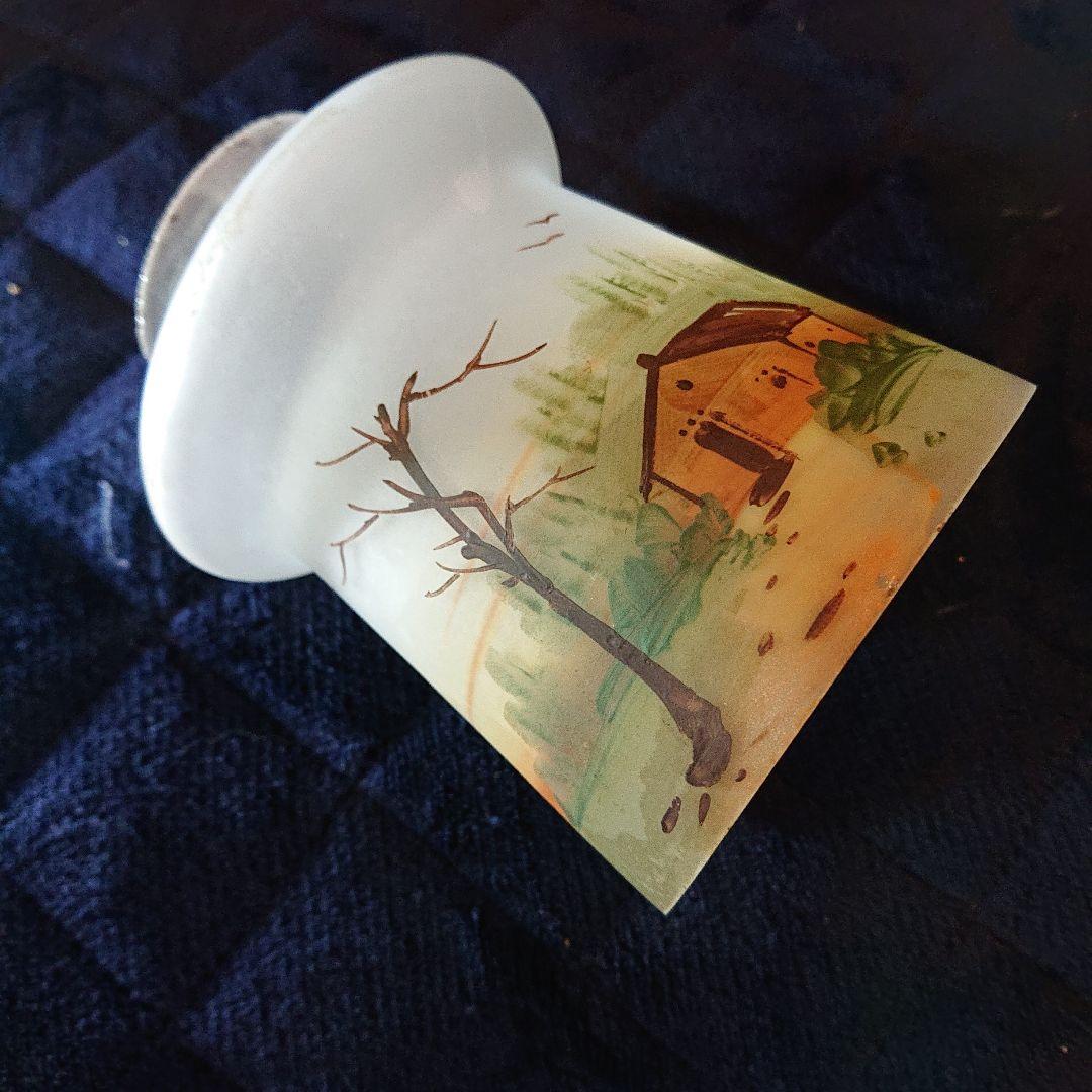 イギリス田舎の夕焼け風景、手描きランプシェード、アンティーク