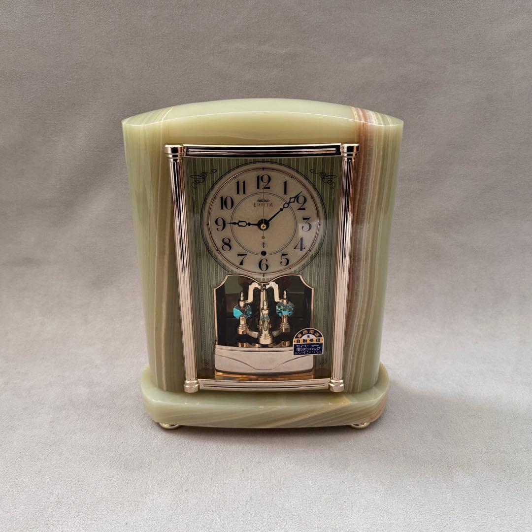 未使用 SEIKO セイコー エンブレム 大理石 置き時計 HW521M