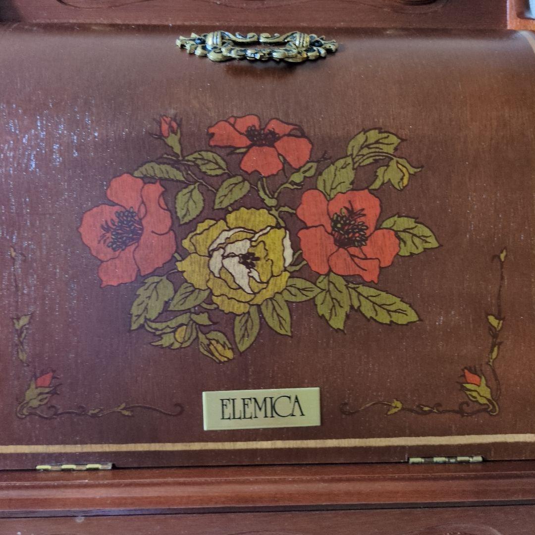 【新品】ELEMICA 薔薇　家具調ジュエリー宝石箱　オルゴール　アンティーク