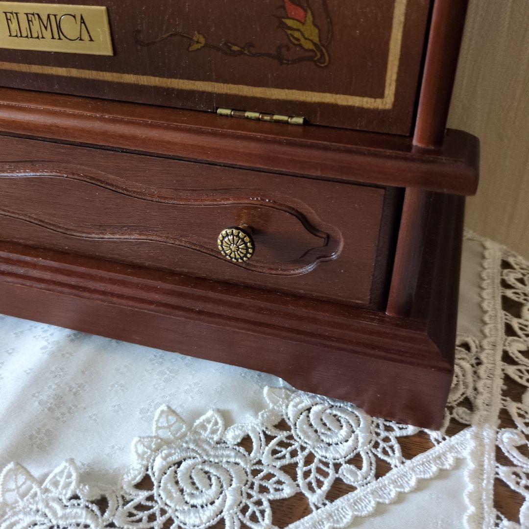 【新品】ELEMICA 薔薇　家具調ジュエリー宝石箱　オルゴール　アンティーク