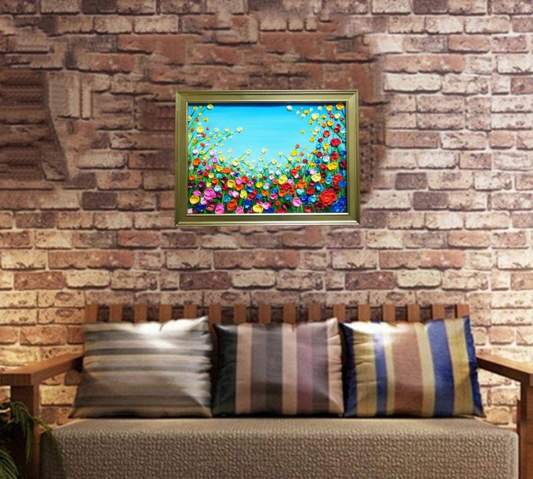 油絵 油彩 油彩画 絵 絵画 【野生のお花畑】B4