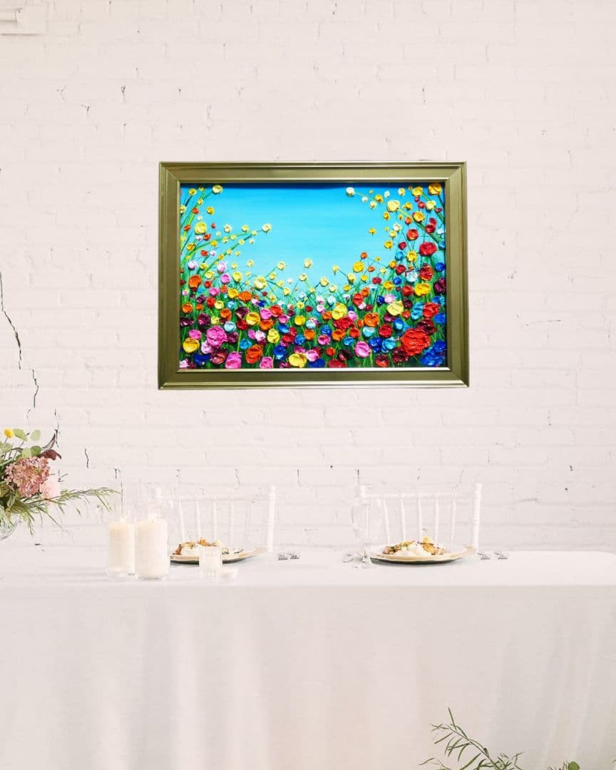 油絵 油彩 油彩画 絵 絵画 【野生のお花畑】B4