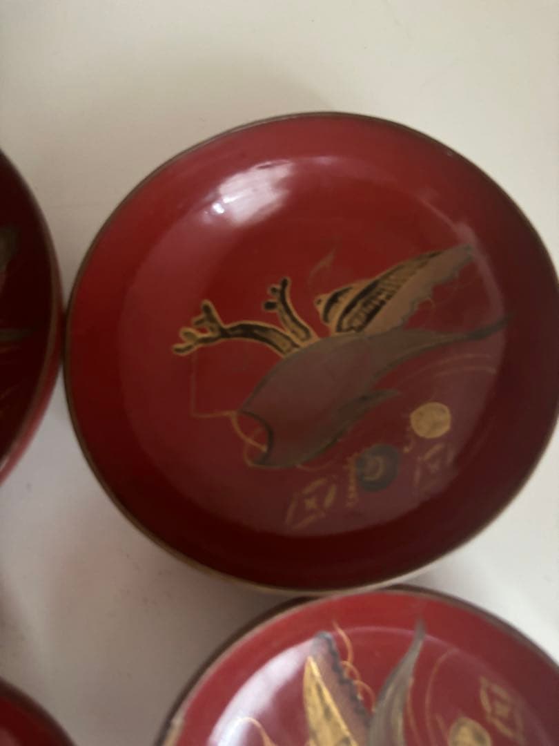 ビンテージ！古道具！推定　明治　征露記念　漆　盃　セット　木箱入り　10個　台