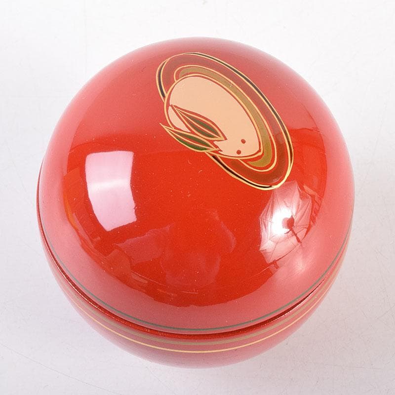 茶道具　加賀蒔絵師　和田寿峰作　独楽兎　日の丸　棗　共箱　V　6997