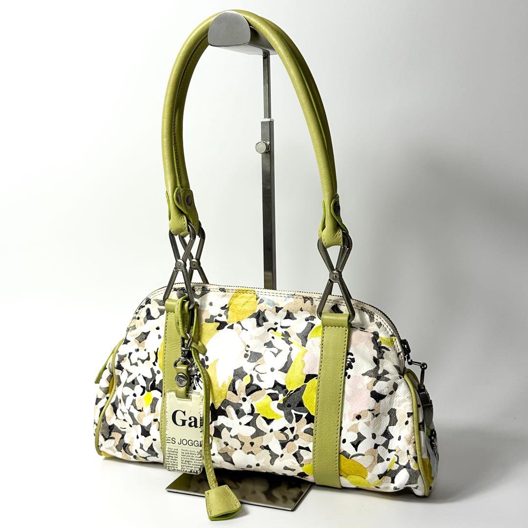 美品 JHON GALLIANO 花柄 ミニボストンバッグ ガリアーノ レザー