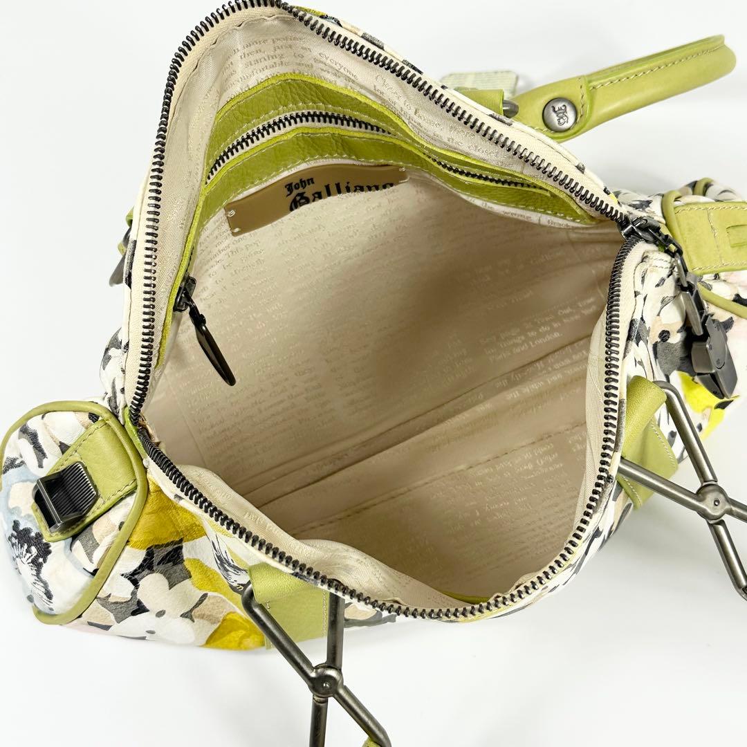 美品 JHON GALLIANO 花柄 ミニボストンバッグ ガリアーノ レザー