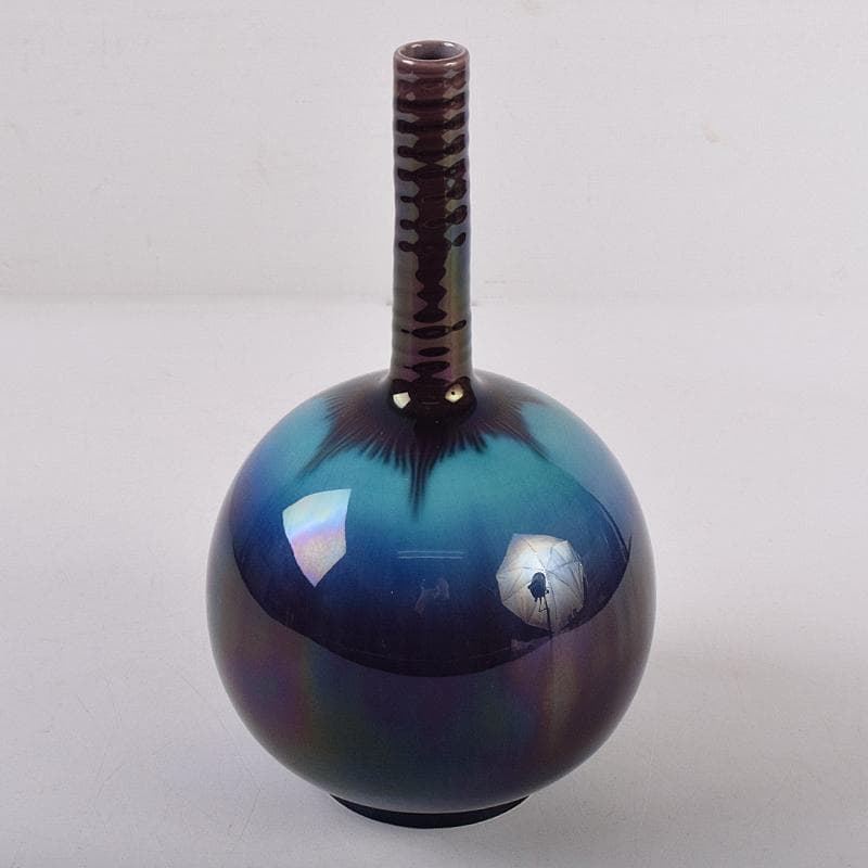 九谷焼　人間国宝　徳田正彦（三代徳田八十吉）　彩釉　花生　M　R8912