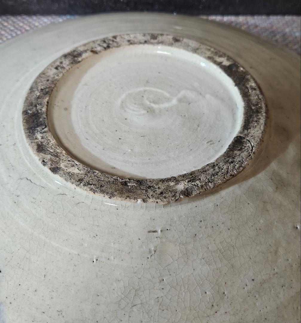 江戸時代末期〜明治時代初期　古瀬戸　呉須絵付　吹墨技法　月にすすき図　石皿　絵皿