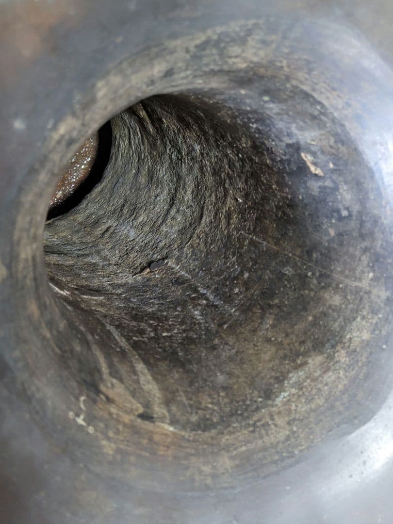 ♦古作 古銅 鎚起 盤口形 雷文様形双耳 三足 花器 大正時代 明治時代 骨董品