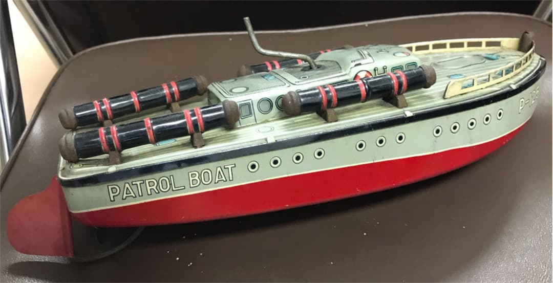 日本製魚雷ボート、ブリキ 骨董