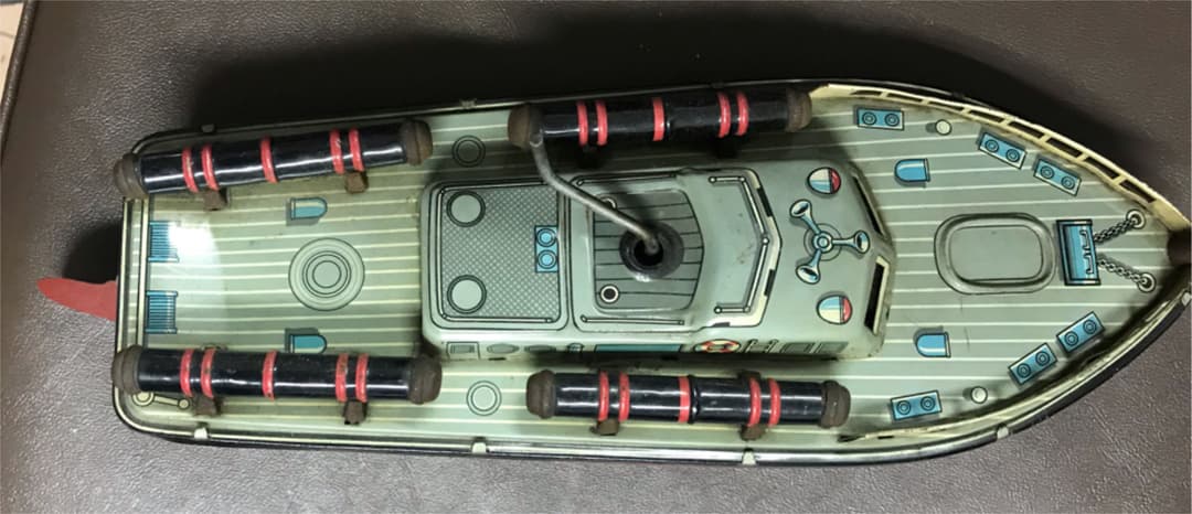 日本製魚雷ボート、ブリキ 骨董