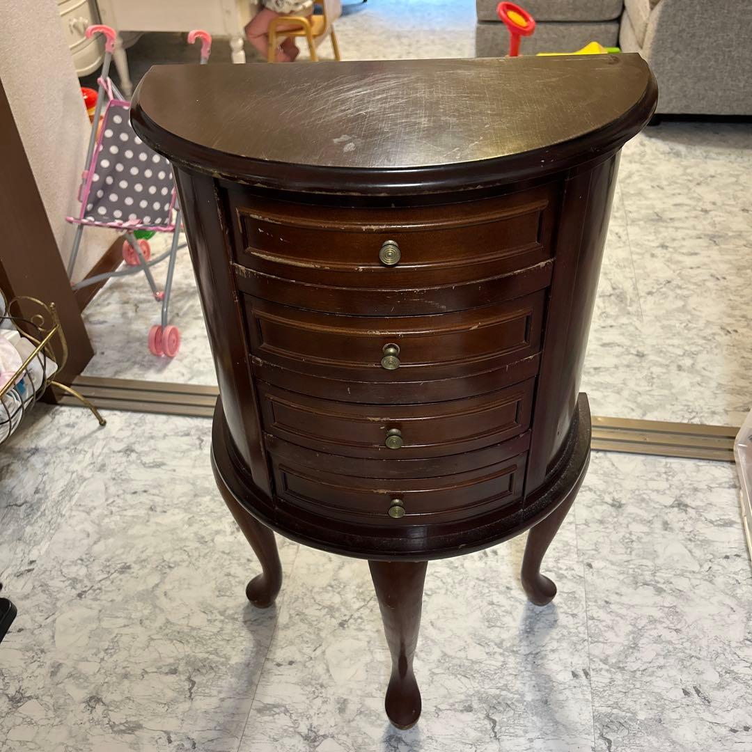 アンティーク　ジュエリーチェスト 4段 猫足　3本足　天然木