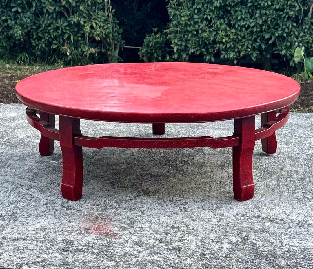 漆塗り ちゃぶ台 朱色 直径104cm 中国・李朝様式