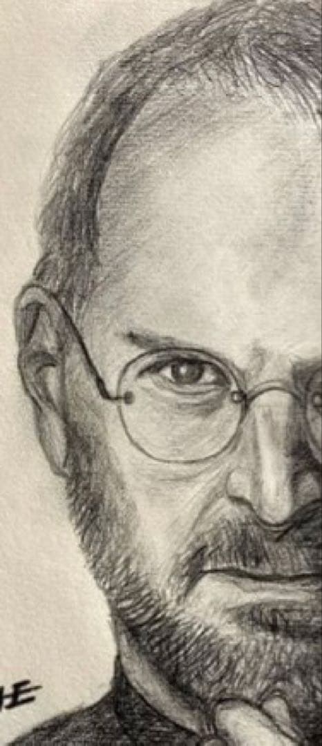アップルを創ったIT革命児、スティーブ・ジョブズを偲ぶ鉛筆デッサン