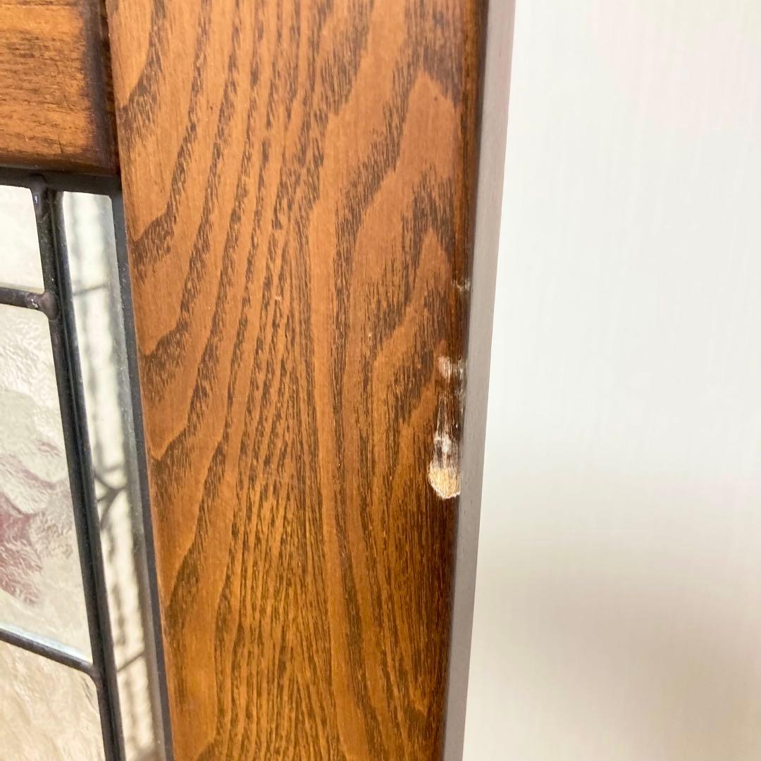 ステンドグラス 木製 パーテーション 3連 アンティーク調 間仕切り 衝立