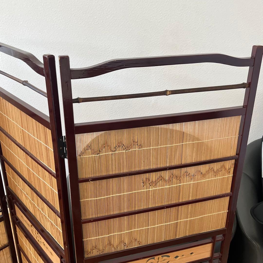 透かし彫り　簾屏風　衝立　パーテーション　間仕切り　昭和レトロ　古民家