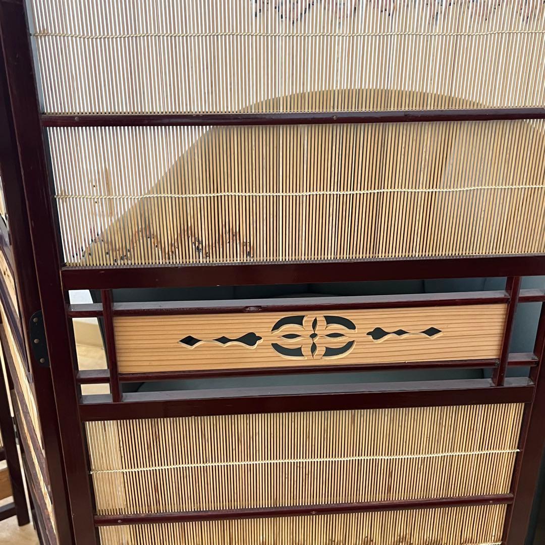透かし彫り　簾屏風　衝立　パーテーション　間仕切り　昭和レトロ　古民家