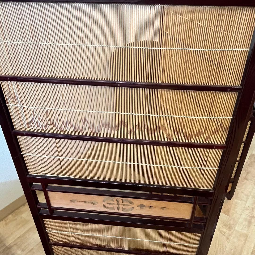 透かし彫り　簾屏風　衝立　パーテーション　間仕切り　昭和レトロ　古民家