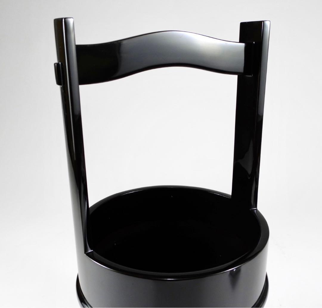 平安堂造 己ん典 蝋色塗 手桶形花生 花器 花瓶 共箱