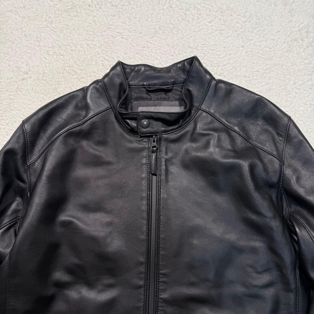 美品 XL相当 近年モデル エディバウアー レザー ライダースジャケット 羊革